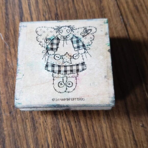 Stampin Up 1995 PATCHWORK ANGEL Rubber Stamp - Picture 1 of 6